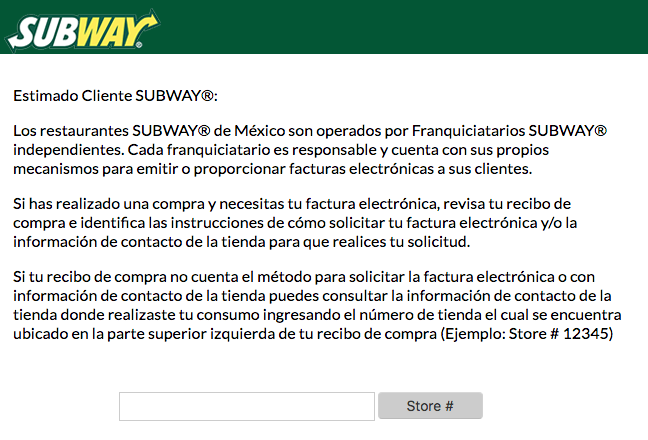 subway factura electronica