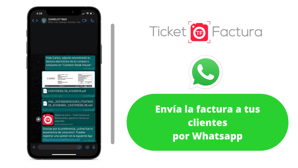Recibe tu factura por whatsapp con Ticket Factura